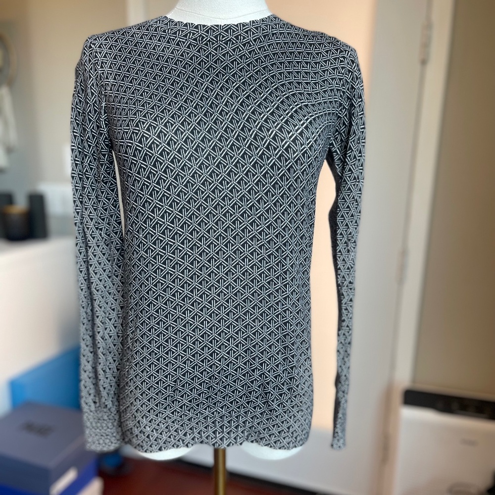 Banana Republic Lightweight Cotton Pullover Sweater Black Pattern Sz S